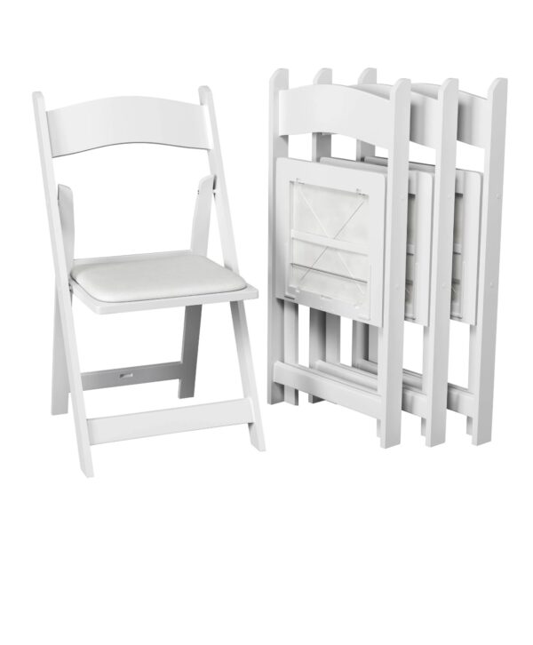 Resin or Hercules white padded chairs