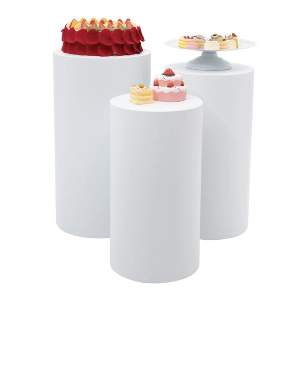 3 PCs Round Wedding Cylinder, Cake Stand 19-23 inches - Image 3